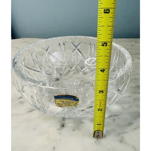 EUC Polonia 24% Lead Crystal Bowl Dish Made In Poland Hand Cut Clear Glass X - Picture 5 of 8